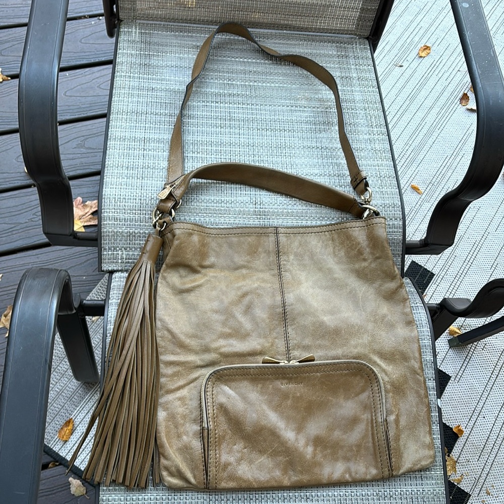 GIVENCHY BROWN LEATHER TASSEL BOHO BAG-VINTAGE!